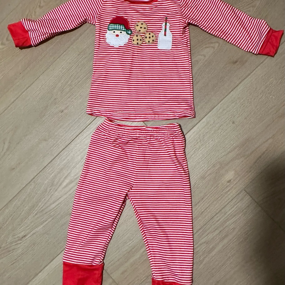 Festive Red Striped Kids Pajamas